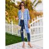 image:imageEkouaer Zipper Robes for Women 34 Sleeves Lightweight House Coat Zip Up Bathrobe Soft Nightgown with Pockets S3XLBlue Pattern