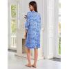 image:imageEkouaer Zipper Robes for Women 34 Sleeves Lightweight House Coat Zip Up Bathrobe Soft Nightgown with Pockets S3XLBlue Pattern