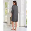 image:imageEkouaer Zipper Robes for Women 34 Sleeves Lightweight House Coat Zip Up Bathrobe Soft Nightgown with Pockets S3XLDeep Gray