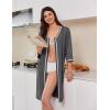 image:imageEkouaer Zipper Robes for Women 34 Sleeves Lightweight House Coat Zip Up Bathrobe Soft Nightgown with Pockets S3XLDeep Gray