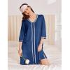 image:imageEkouaer Zipper Robes for Women 34 Sleeves Lightweight House Coat Zip Up Bathrobe Soft Nightgown with Pockets S3XLNavy