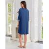 image:imageEkouaer Zipper Robes for Women 34 Sleeves Lightweight House Coat Zip Up Bathrobe Soft Nightgown with Pockets S3XLNavy