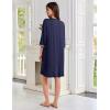 image:imageEkouaer Zipper Robes for Women 34 Sleeves Lightweight House Coat Zip Up Bathrobe Soft Nightgown with Pockets S3XLNavy Blue