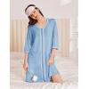 image:imageEkouaer Zipper Robes for Women 34 Sleeves Lightweight House Coat Zip Up Bathrobe Soft Nightgown with Pockets S3XLPale Blue