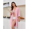 image:imageEkouaer Zipper Robes for Women 34 Sleeves Lightweight House Coat Zip Up Bathrobe Soft Nightgown with Pockets S3XLPink