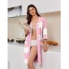 image:imageEkouaer Zipper Robes for Women 34 Sleeves Lightweight House Coat Zip Up Bathrobe Soft Nightgown with Pockets S3XLPink Floral