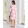 image:imageEkouaer Zipper Robes for Women 34 Sleeves Lightweight House Coat Zip Up Bathrobe Soft Nightgown with Pockets S3XLPink Floral