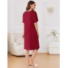 image:imageEkouaer Zipper Robes for Women Knee Length Bathrobe Lightweight Housecoat Short Sleeve Nightgown with Pockets S3XLWine Red With Pink