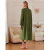 image:imageEkouaer Zipper Robes for Women Long Knit Bathrobes Lightweight Full Length Housecoat with Pockets Nightgown S3XLArmy Green
