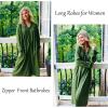 image:imageEkouaer Zipper Robes for Women Long Knit Bathrobes Lightweight Full Length Housecoat with Pockets Nightgown S3XLArmy Green