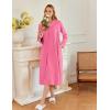 image:imageEkouaer Zipper Robes for Women Long Knit Bathrobes Lightweight Full Length Housecoat with Pockets Nightgown S3XLPeach
