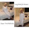 image:imageEkouaer Zipper Robes for Women Long Knit Bathrobes Lightweight Full Length Housecoat with Pockets Nightgown S3XLWhite