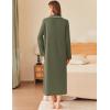 image:imageEkouaer Zipper Robes for Women Long Waffle Knit Bathrobe Lightweight Long Sleeves Robe Soft Sleepwear with Pockets SXXLArmy Green