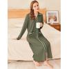 image:imageEkouaer Zipper Robes for Women Long Waffle Knit Bathrobe Lightweight Long Sleeves Robe Soft Sleepwear with Pockets SXXLArmy Green