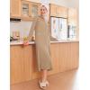 image:imageEkouaer Zipper Robes for Women Long Waffle Knit Bathrobe Lightweight Long Sleeves Robe Soft Sleepwear with Pockets SXXLKhaki
