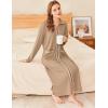 image:imageEkouaer Zipper Robes for Women Long Waffle Knit Bathrobe Lightweight Long Sleeves Robe Soft Sleepwear with Pockets SXXLKhaki