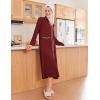 image:imageEkouaer Zipper Robes for Women Long Waffle Knit Bathrobe Lightweight Long Sleeves Robe Soft Sleepwear with Pockets SXXLWine Red