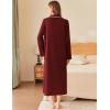 image:imageEkouaer Zipper Robes for Women Long Waffle Knit Bathrobe Lightweight Long Sleeves Robe Soft Sleepwear with Pockets SXXLWine Red