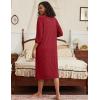 image:imageEkouaer Zipper Robes for Women Ribbed Knit Bathrobe Lightweight Full Length Loungewear with Pockets S3XLWine Red