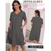 image:imageEkouaer Zipper Robes for Women Short Knit Bathrobes Lightweight Knee Length Housecoat with Pockets Nightgown S3XLDark Gray