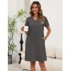 image:imageEkouaer Zipper Robes for Women Short Knit Bathrobes Lightweight Knee Length Housecoat with Pockets Nightgown S3XLDark Gray