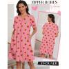 image:imageEkouaer Zipper Robes for Women Short Knit Bathrobes Lightweight Knee Length Housecoat with Pockets Nightgown S3XLPink Strawberry