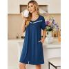 image:imageEkouaer Zipper Robes for Women Short Sleeve Bathrobes Lace Lightweight House Coat Soft Zip Up Nightgowns with PocketsNavy Blue
