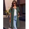 image:imageEkouaer Zipper Robes for Women Short Sleeve Waffle Knit Bathrobe Lightweight House Coat with Pockets Soft LoungwearAdark Green