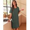 image:imageEkouaer Zipper Robes for Women Short Sleeve Waffle Knit Bathrobe Lightweight House Coat with Pockets Soft LoungwearAdark Green