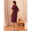 image:imageEkouaer Zipper Robes for Women Short Sleeve Waffle Knit Bathrobe Lightweight House Coat with Pockets Soft LoungwearAdark Red