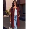 image:imageEkouaer Zipper Robes for Women Short Sleeve Waffle Knit Bathrobe Lightweight House Coat with Pockets Soft LoungwearAdark Red