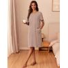 image:imageEkouaer Zipper Robes for Women Short Sleeve Waffle Knit Bathrobe Lightweight House Coat with Pockets Soft LoungwearAkhaki
