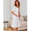 image:imageEkouaer Zipper Robes for Women Short Sleeve Waffle Knit Bathrobe Lightweight House Coat with Pockets Soft LoungwearAwhite