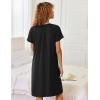 image:imageEkouaer Zipper Robes for Women Short Sleeves Knit Bathrobes Knee Length Soft Lace Trim Loungewear with Pockets S3XLBlack