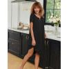 image:imageEkouaer Zipper Robes for Women Short Sleeves Knit Bathrobes Knee Length Soft Lace Trim Loungewear with Pockets S3XLBlack