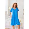 image:imageEkouaer Zipper Robes for Women Short Sleeves Knit Bathrobes Knee Length Soft Lace Trim Loungewear with Pockets S3XLBlue