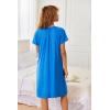 image:imageEkouaer Zipper Robes for Women Short Sleeves Knit Bathrobes Knee Length Soft Lace Trim Loungewear with Pockets S3XLBlue