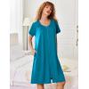 image:imageEkouaer Zipper Robes for Women Short Sleeves Knit Bathrobes Knee Length Soft Lace Trim Loungewear with Pockets S3XLBlue Green