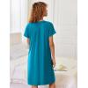 image:imageEkouaer Zipper Robes for Women Short Sleeves Knit Bathrobes Knee Length Soft Lace Trim Loungewear with Pockets S3XLBlue Green