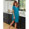 image:imageEkouaer Zipper Robes for Women Short Sleeves Knit Bathrobes Knee Length Soft Lace Trim Loungewear with Pockets S3XLBlue Green