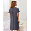 image:imageEkouaer Zipper Robes for Women Short Sleeves Knit Bathrobes Knee Length Soft Lace Trim Loungewear with Pockets S3XLDark Grey