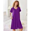 image:imageEkouaer Zipper Robes for Women Short Sleeves Knit Bathrobes Knee Length Soft Lace Trim Loungewear with Pockets S3XLEggplant