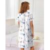 image:imageEkouaer Zipper Robes for Women Short Sleeves Knit Bathrobes Knee Length Soft Lace Trim Loungewear with Pockets S3XLFloral Blue White