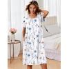 image:imageEkouaer Zipper Robes for Women Short Sleeves Knit Bathrobes Knee Length Soft Lace Trim Loungewear with Pockets S3XLFloral Blue White