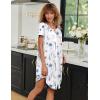 image:imageEkouaer Zipper Robes for Women Short Sleeves Knit Bathrobes Knee Length Soft Lace Trim Loungewear with Pockets S3XLFloral Blue White