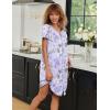 image:imageEkouaer Zipper Robes for Women Short Sleeves Knit Bathrobes Knee Length Soft Lace Trim Loungewear with Pockets S3XLFloral Light Purple