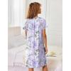 image:imageEkouaer Zipper Robes for Women Short Sleeves Knit Bathrobes Knee Length Soft Lace Trim Loungewear with Pockets S3XLFloral Light Purple