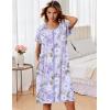 image:imageEkouaer Zipper Robes for Women Short Sleeves Knit Bathrobes Knee Length Soft Lace Trim Loungewear with Pockets S3XLFloral Light Purple