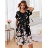 image:imageEkouaer Zipper Robes for Women Short Sleeves Knit Bathrobes Knee Length Soft Lace Trim Loungewear with Pockets S3XLFloral Pink Black