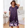 image:imageEkouaer Zipper Robes for Women Short Sleeves Knit Bathrobes Knee Length Soft Lace Trim Loungewear with Pockets S3XLFloral Purple
